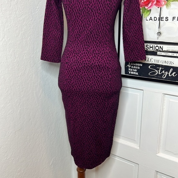 Isabel de Pedro Fuchsia & Black Midi Dress Size 2US - Picture 5 of 7